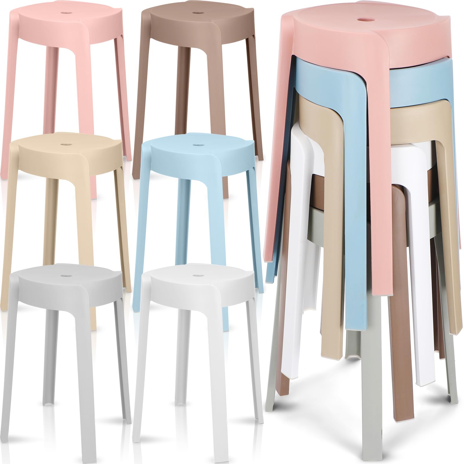 Home Bar Seating - Paquete de 6 Sillas Apilables de