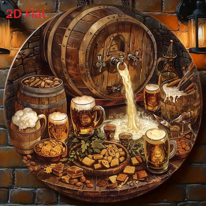 Home Bar Accessories - Letrero redondo de aluminio plano 2D,