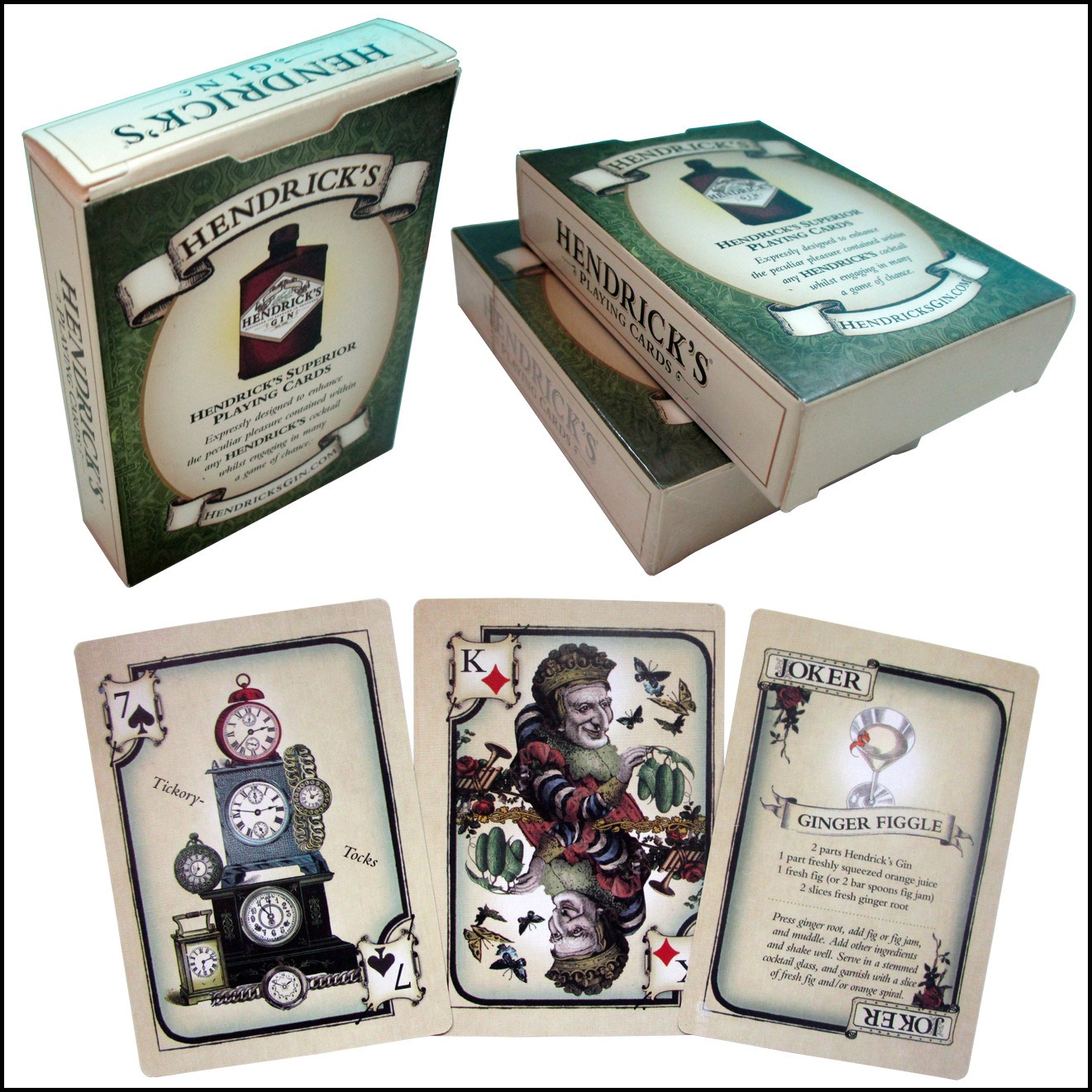 Cocktail Recipe Book - Baraja completa de 52 cartas Hendrick's
