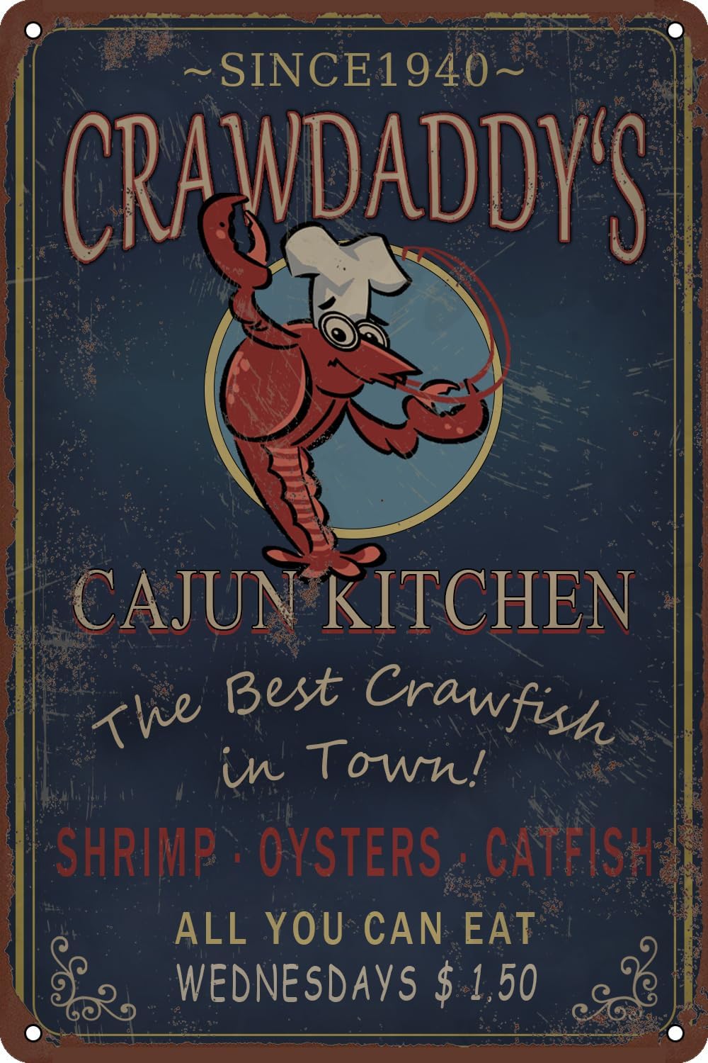 Home Bar And Kitchen - Letrero metálico de Beat Crawfish Crawdaddy's