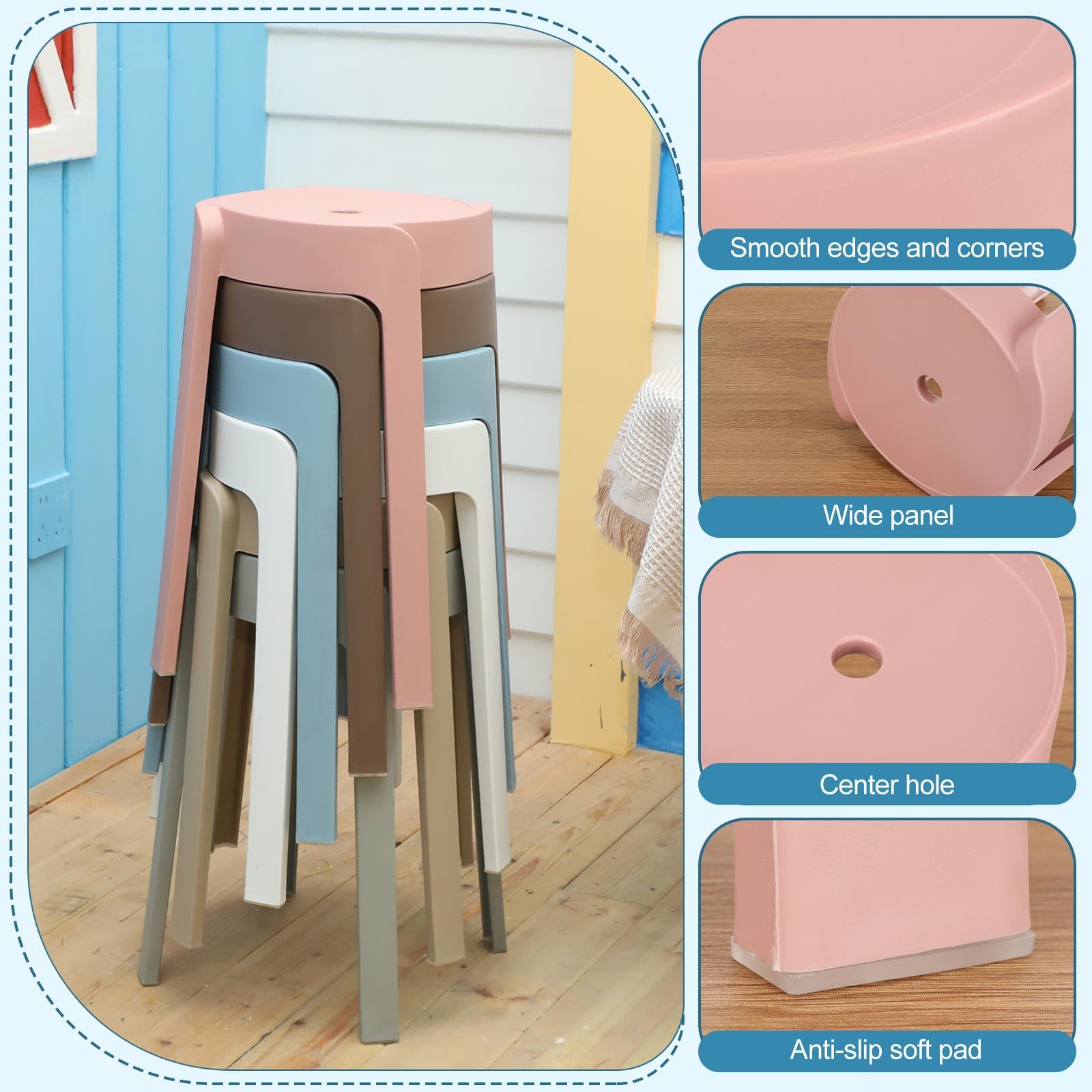 Paquete de 6 Sillas Apilables  - Home Bar Seating reseña y precio