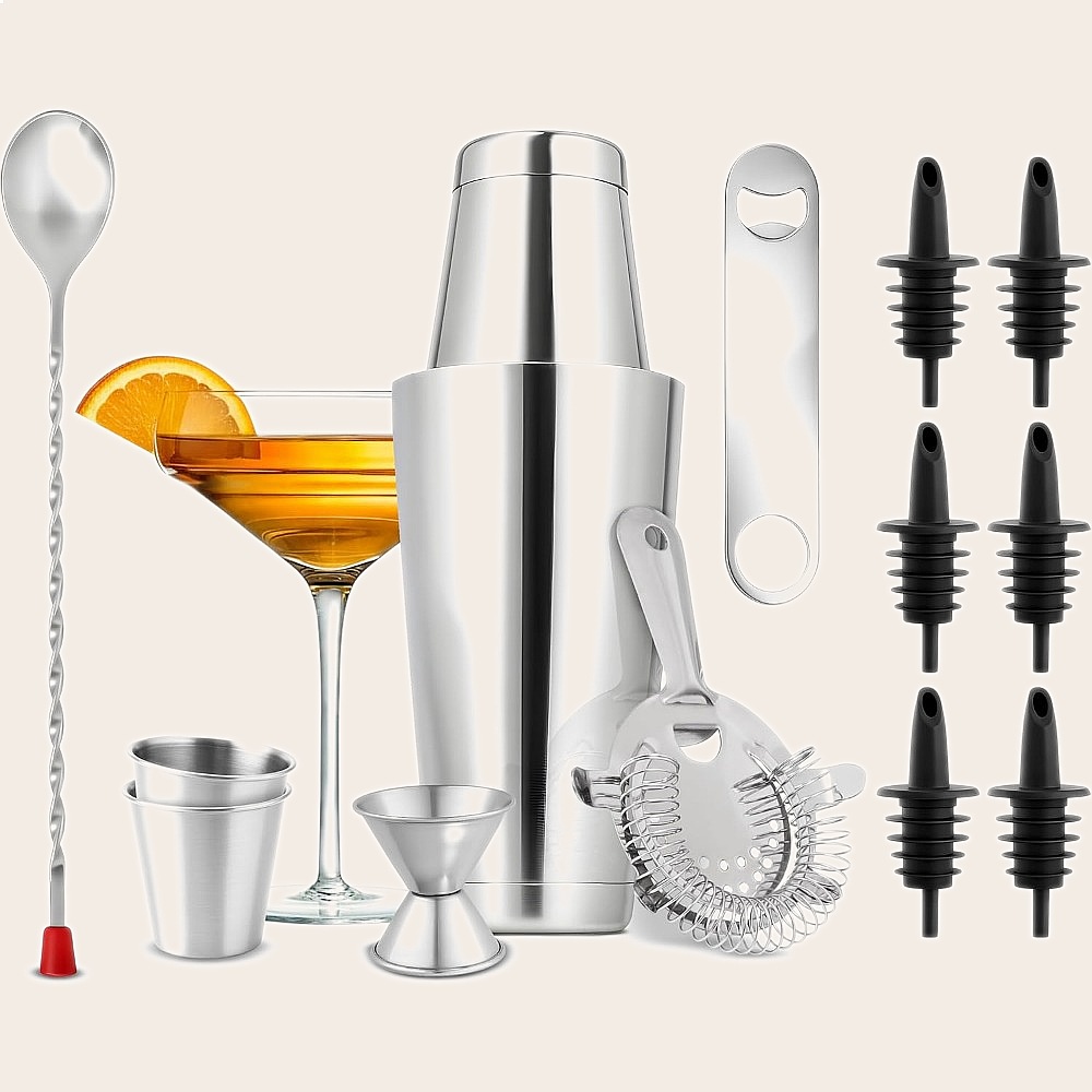Juego de Coctelera de Acero In - Cocktail Recipe Book reseña y precio