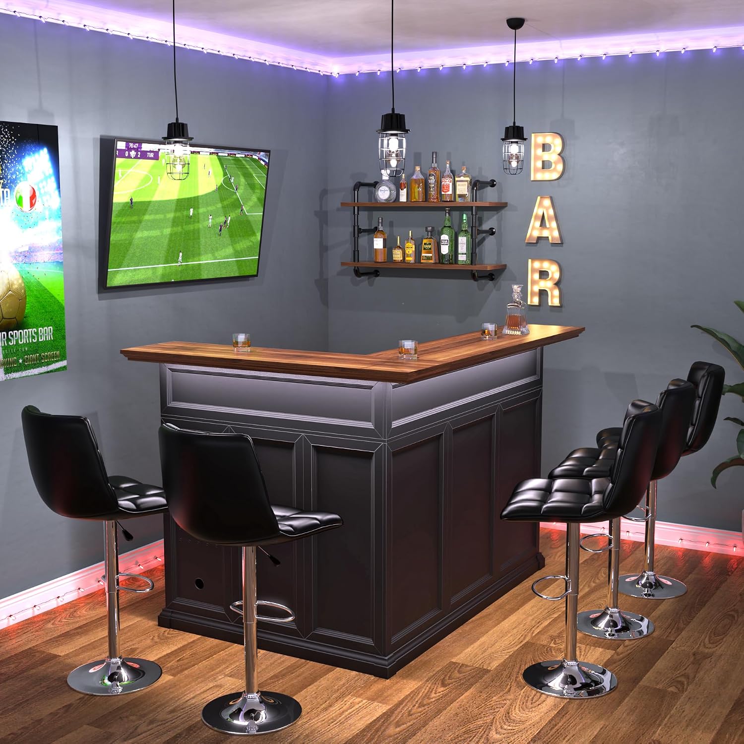 Mueble Bar en Forma de L con E - Home Bar Setup reseña y precio