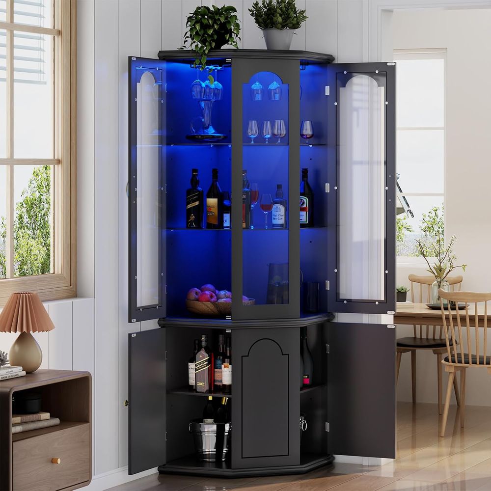 Mueble Bar Iluminado con Puert - Home Bar Shelves reseña y precio