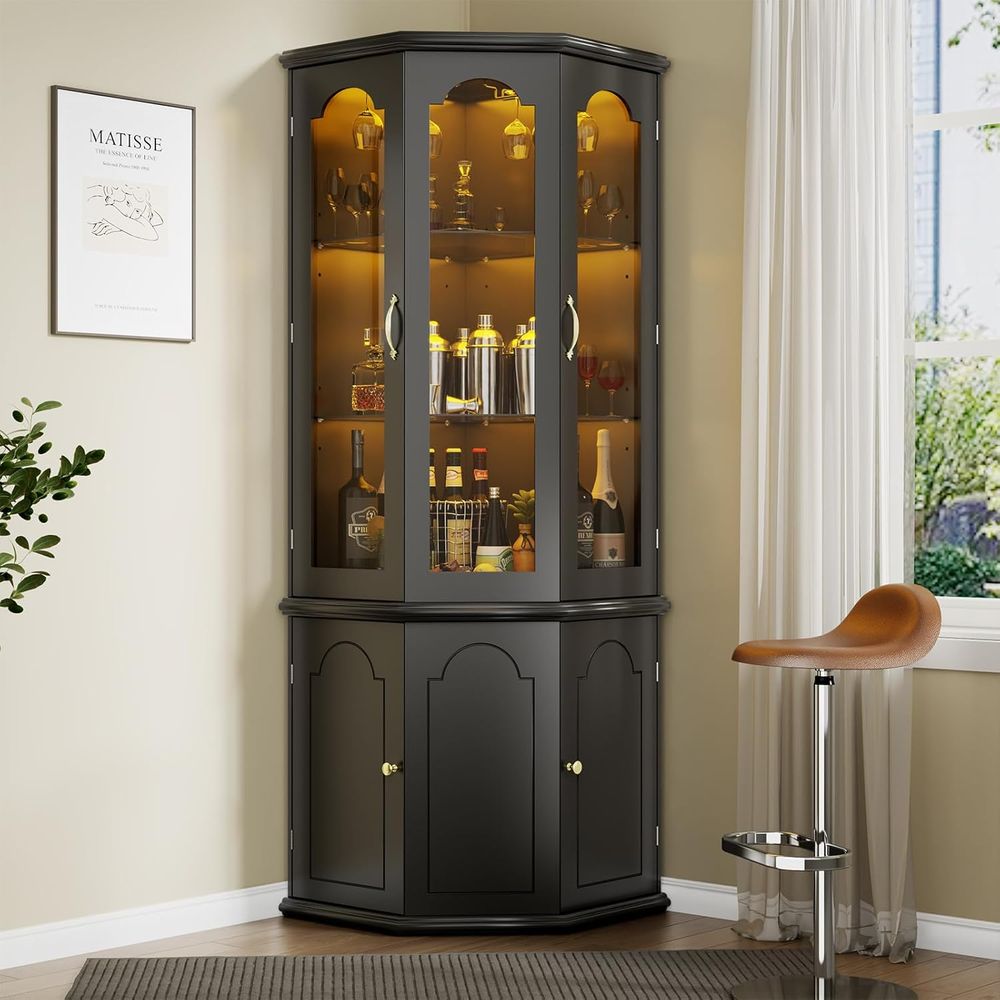 Mueble Bar Iluminado con Puert - Home Bar Shelves reseña y precio